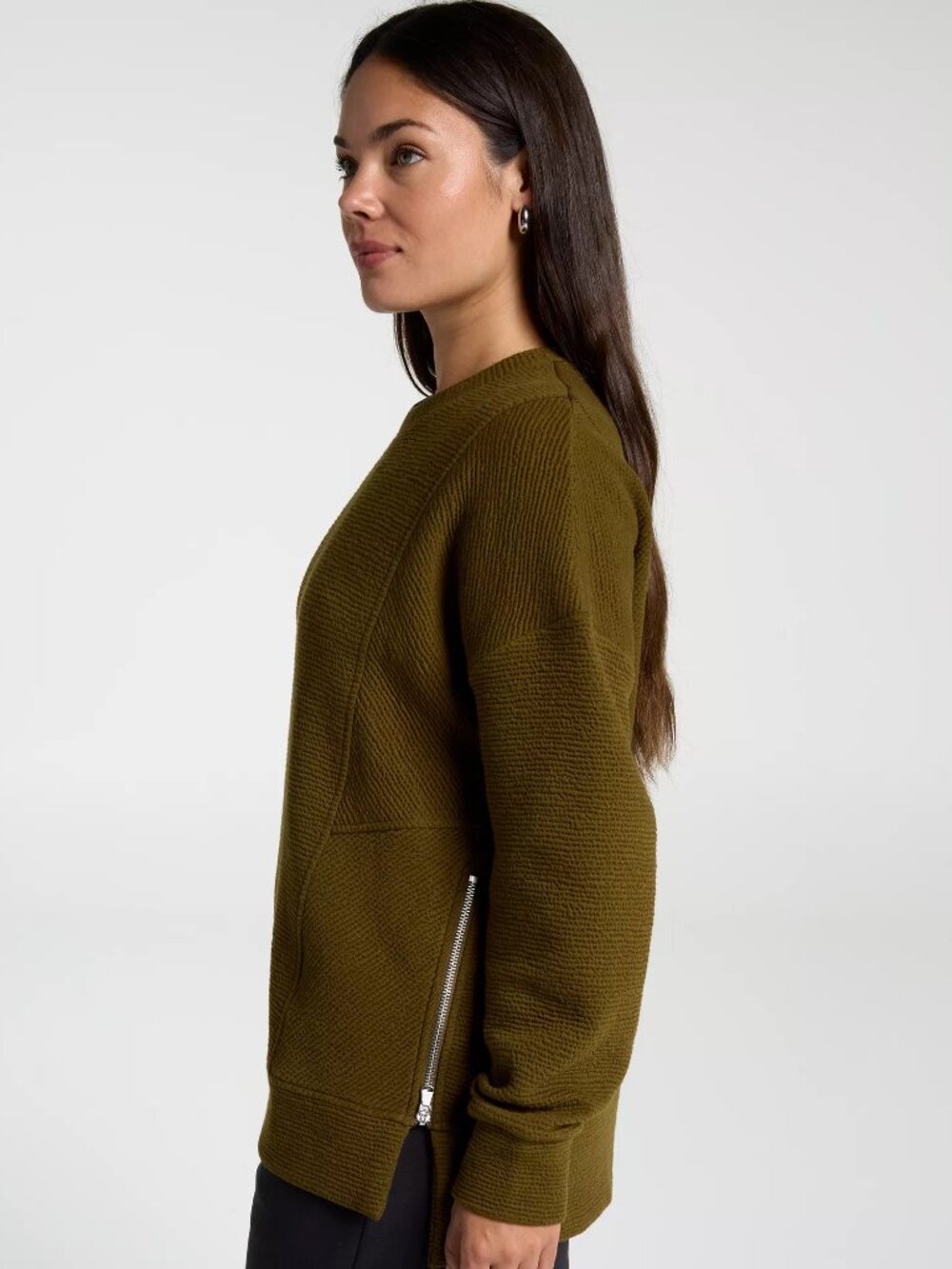 CALIA Women's Elevate Side Zip Tun - Color: Dark Khaki Olive - Picture 4 of 5
